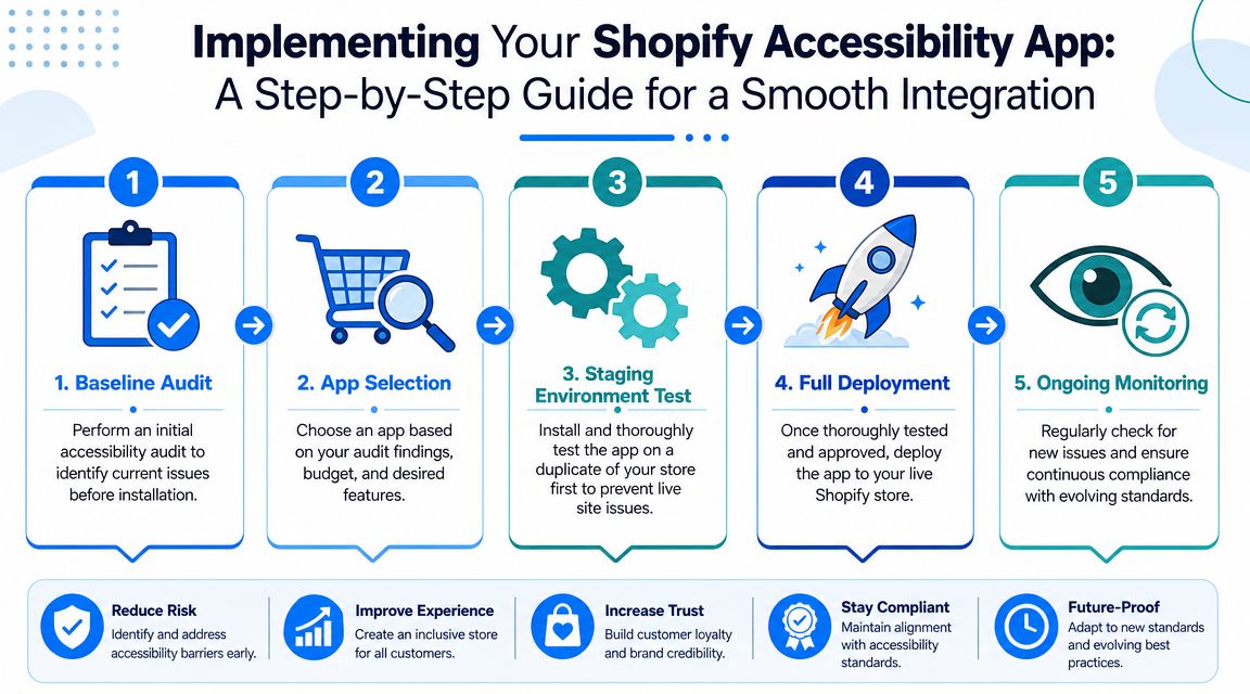 A step-by-step guide on how to integrate an accessibility app into your Shopify online store.